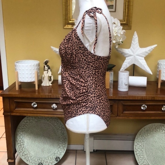 Fashion Union Maternity Animal Print Tie Shoulder Keyhole Detail Swimsuit Size 6 - Picture 6 of 16